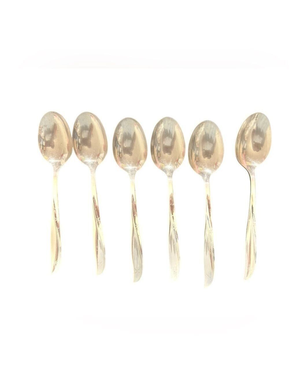 6 Atomic Star Twin Vintage Oneida Serving Soup Spoons 1950’s
